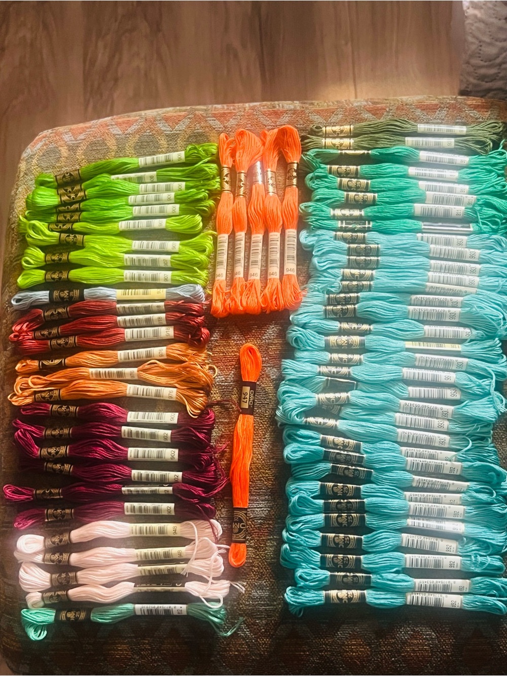 Lot of 66 DMC Cotton Embroidery Floss Skeins Varied Colors Craft Destash